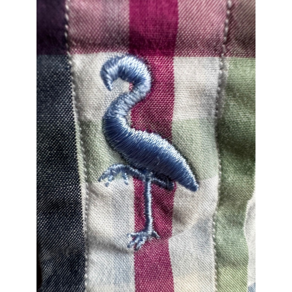 Tailorbyrd plaid striped button down oxford shirt pink‎ gingham flip sleeves. L - Picture 3 of 7